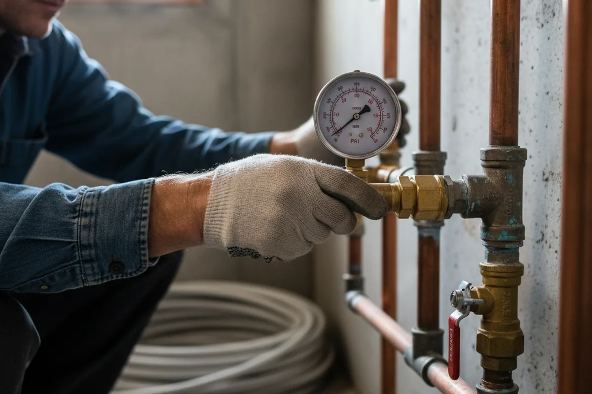 Pressure testing a repaired line during Water Line Repair in Elm Grove